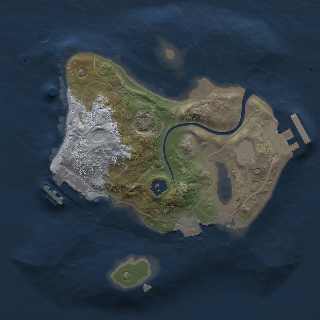 Rust Map: Procedural Map, Size: 2000, Seed: 76543, 4 Monuments