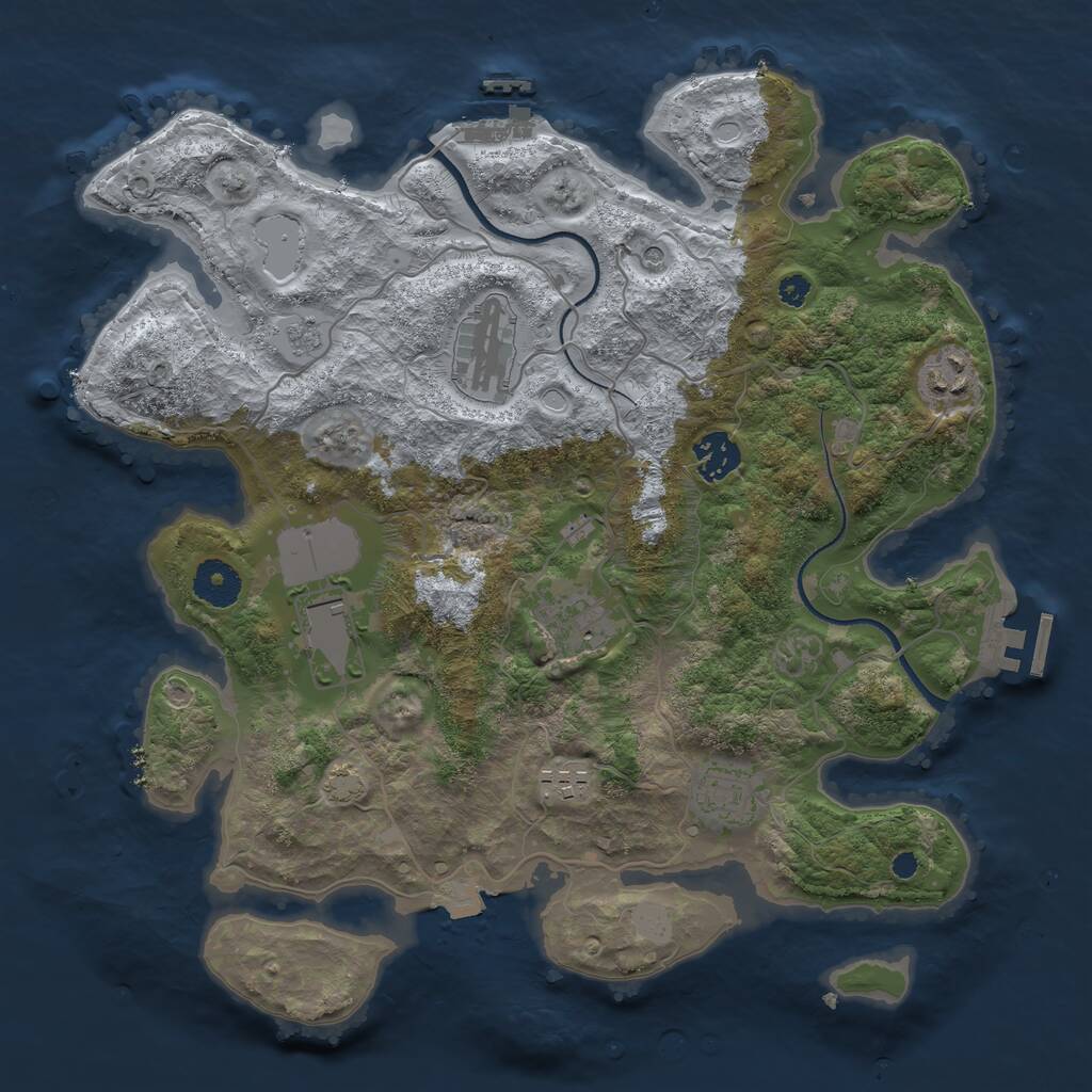 Rust Map: Procedural Map, Size: 3500, Seed: 880552638, 13 Monuments