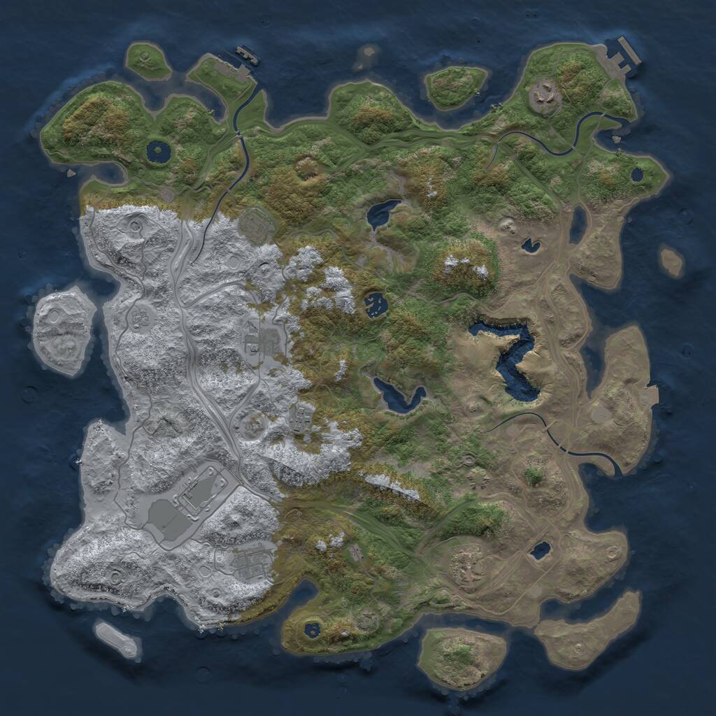 Rust Map: Procedural Map, Size: 4500, Seed: 287453978, 14 Monuments