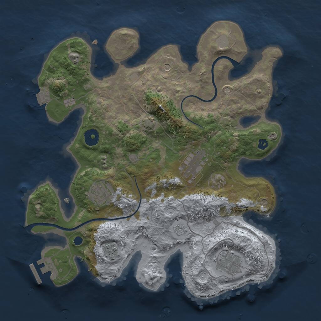 Rust Map: Procedural Map, Size: 3000, Seed: 16549349, 9 Monuments