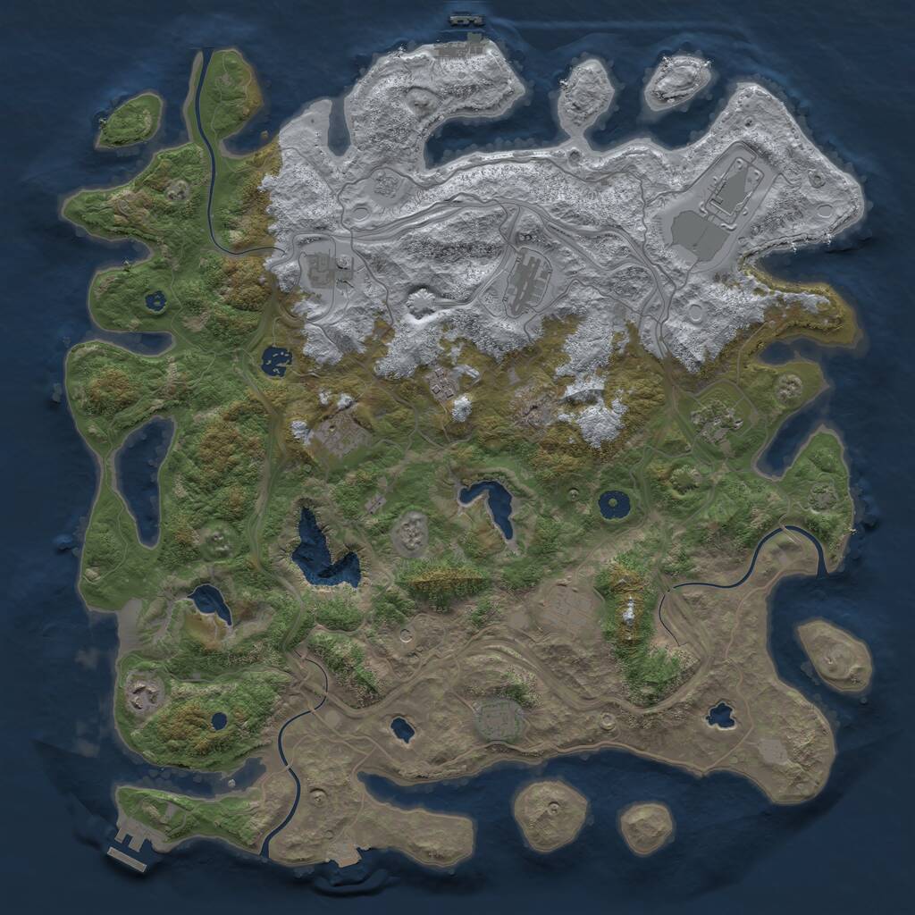 Rust Map: Procedural Map, Size: 4500, Seed: 275492283, 16 Monuments