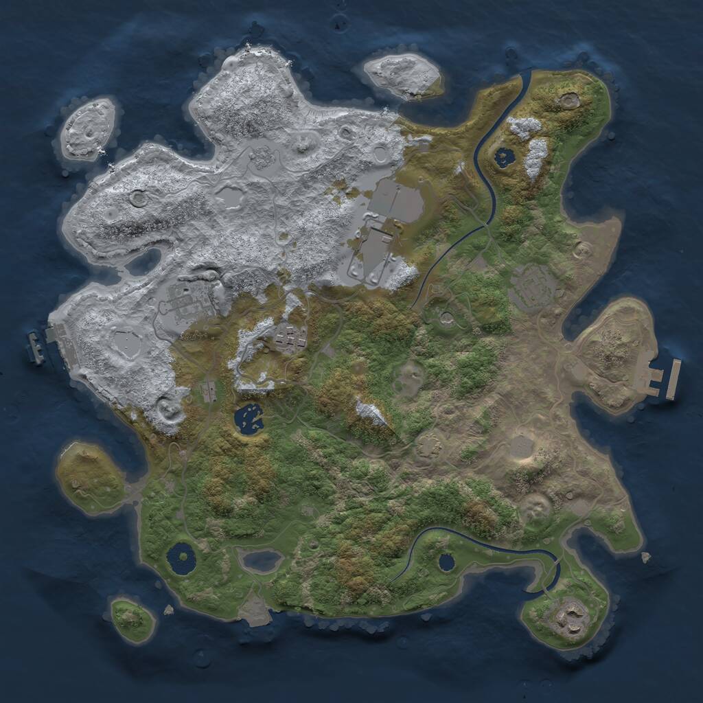 Rust Map: Procedural Map, Size: 3500, Seed: 1180695785, 12 Monuments