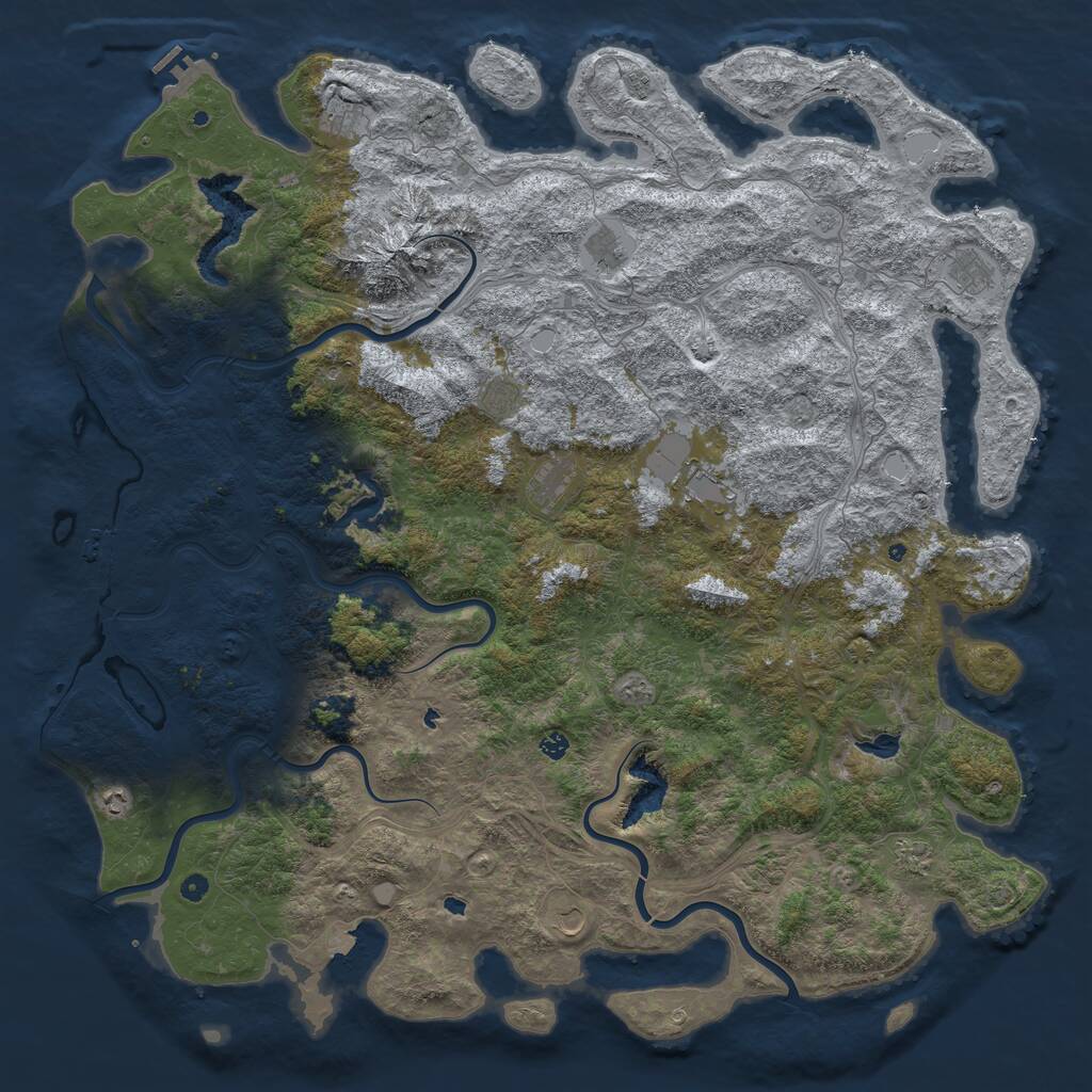 Rust Map: Procedural Map, Size: 6000, Seed: 26936772, 17 Monuments