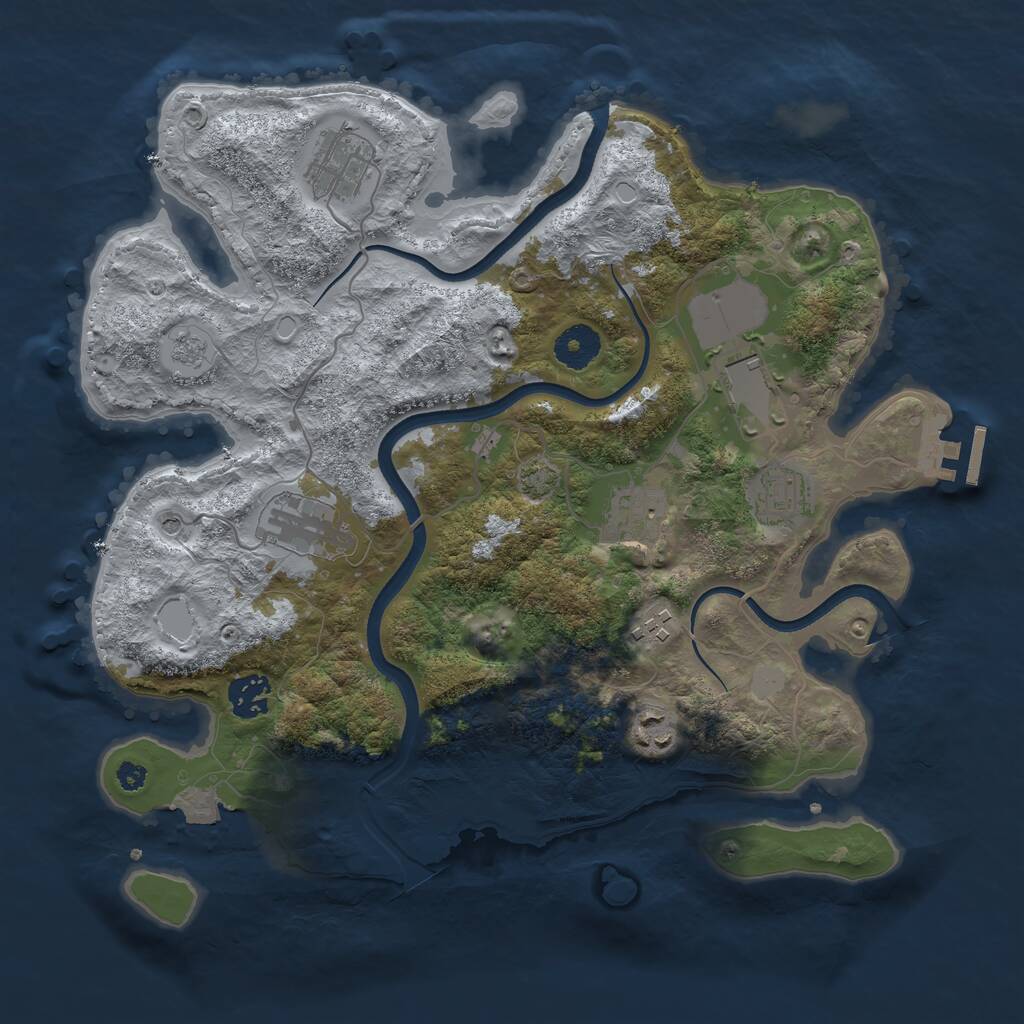 Rust Map: Procedural Map, Size: 3500, Seed: 135135135, 13 Monuments
