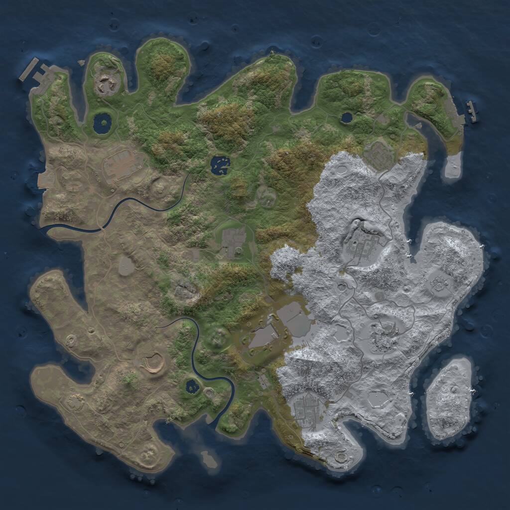 Rust Map: Procedural Map, Size: 3800, Seed: 636823168, 16 Monuments