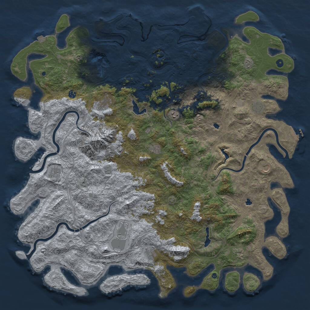 Rust Map: Procedural Map, Size: 6000, Seed: 1851337320, 17 Monuments