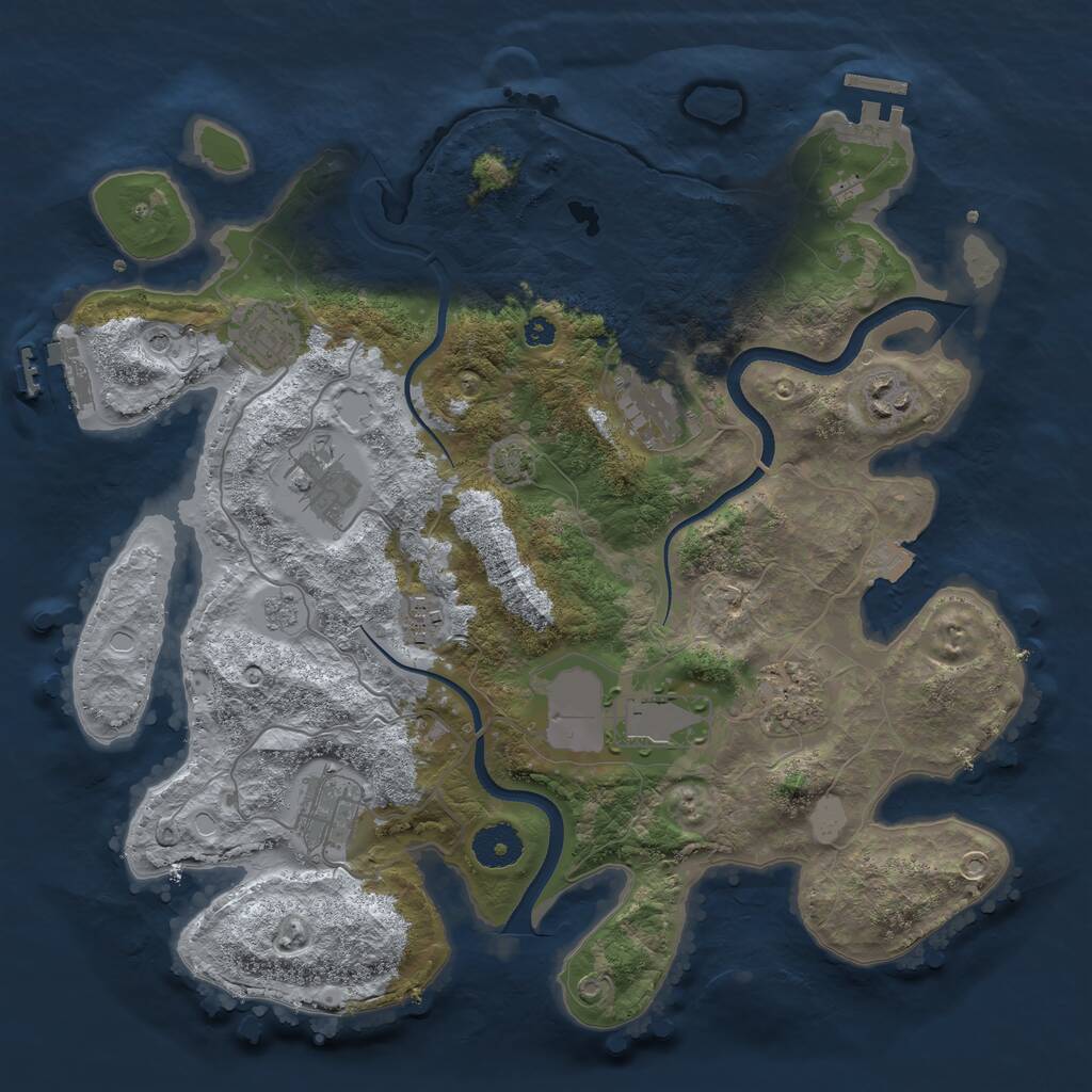 Rust Map: Procedural Map, Size: 3500, Seed: 1291226290, 14 Monuments