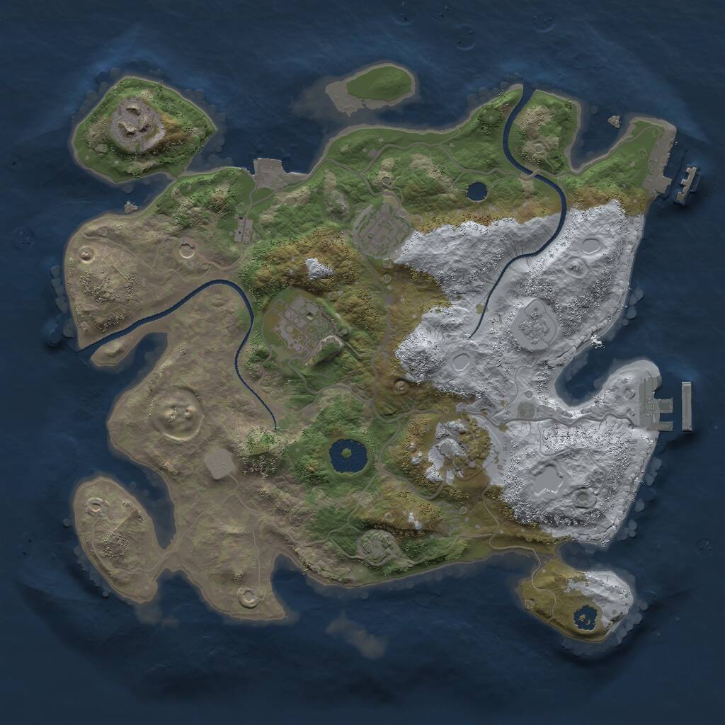 Rust Map: Procedural Map, Size: 3000, Seed: 6453, 10 Monuments