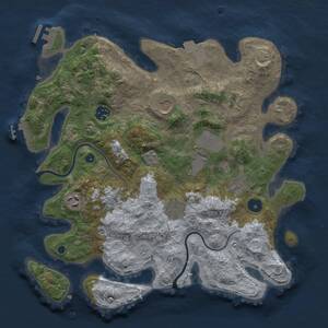 Thumbnail Rust Map: Procedural Map, Size: 3500, Seed: 1335838688, 14 Monuments