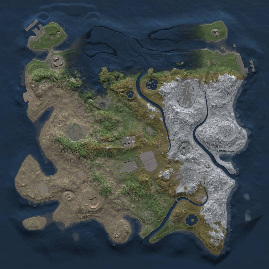 Rust Map: Procedural Map, Size: 3500, Seed: 214203767, 15 Monuments