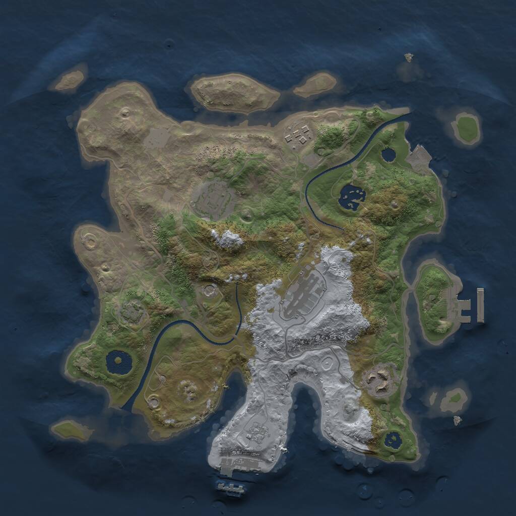 Rust Map: Procedural Map, Size: 3000, Seed: 1381405674, 11 Monuments