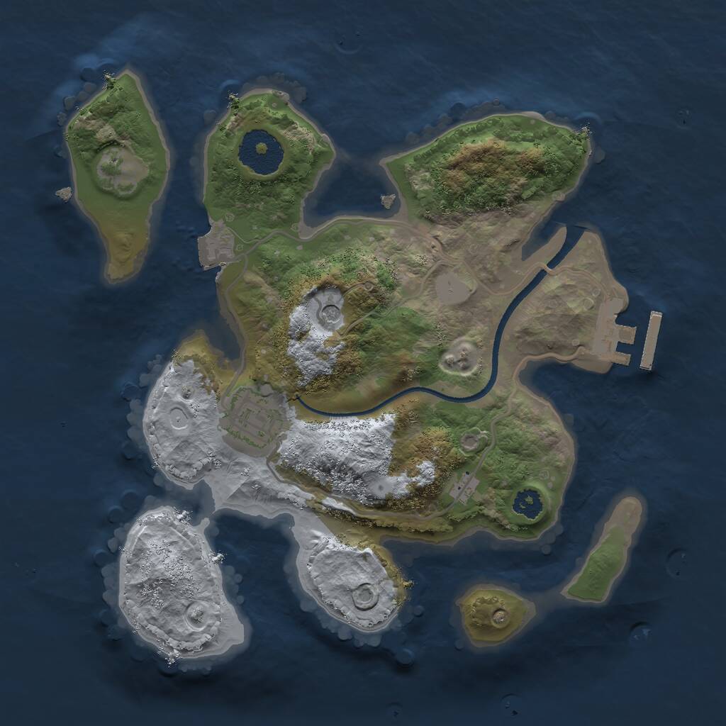 Rust Map: Procedural Map, Size: 2500, Seed: 51103, 4 Monuments