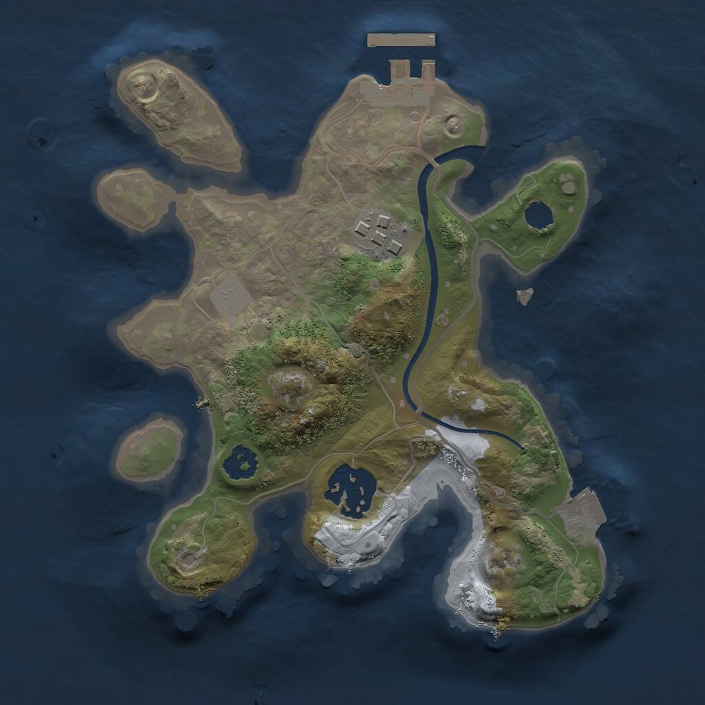 Rust Map: Procedural Map, Size: 2100, Seed: 666, 4 Monuments