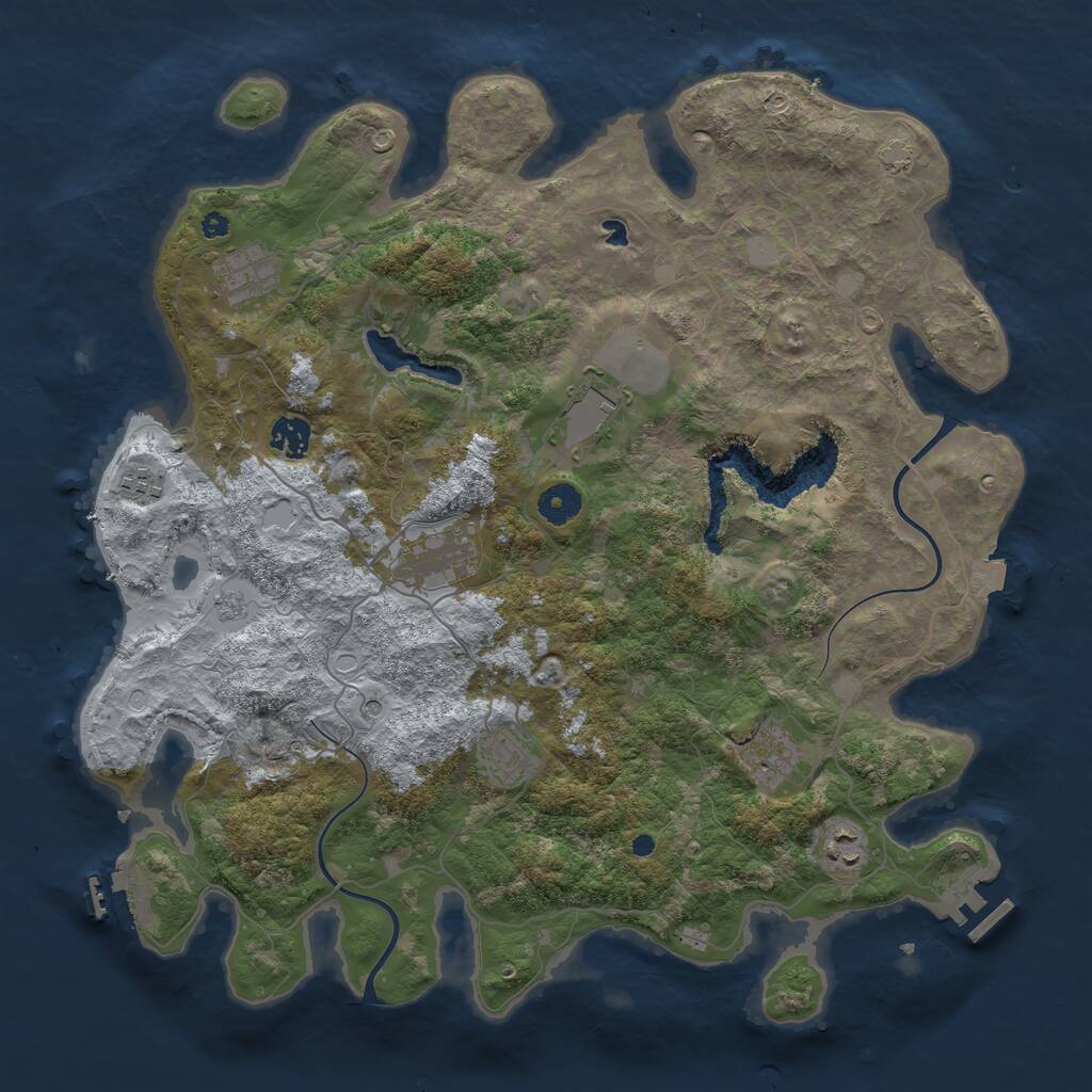 Rust Map: Procedural Map, Size: 4000, Seed: 411079453, 14 Monuments