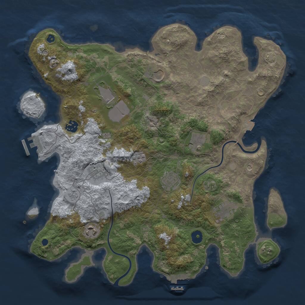 Rust Map: Procedural Map, Size: 3750, Seed: 718546647, 15 Monuments