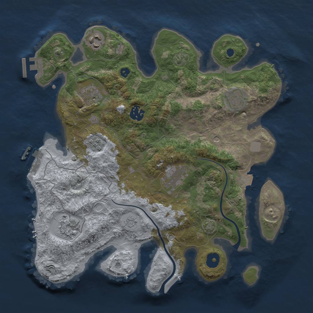 Rust Map: Procedural Map, Size: 3250, Seed: 316565660, 13 Monuments