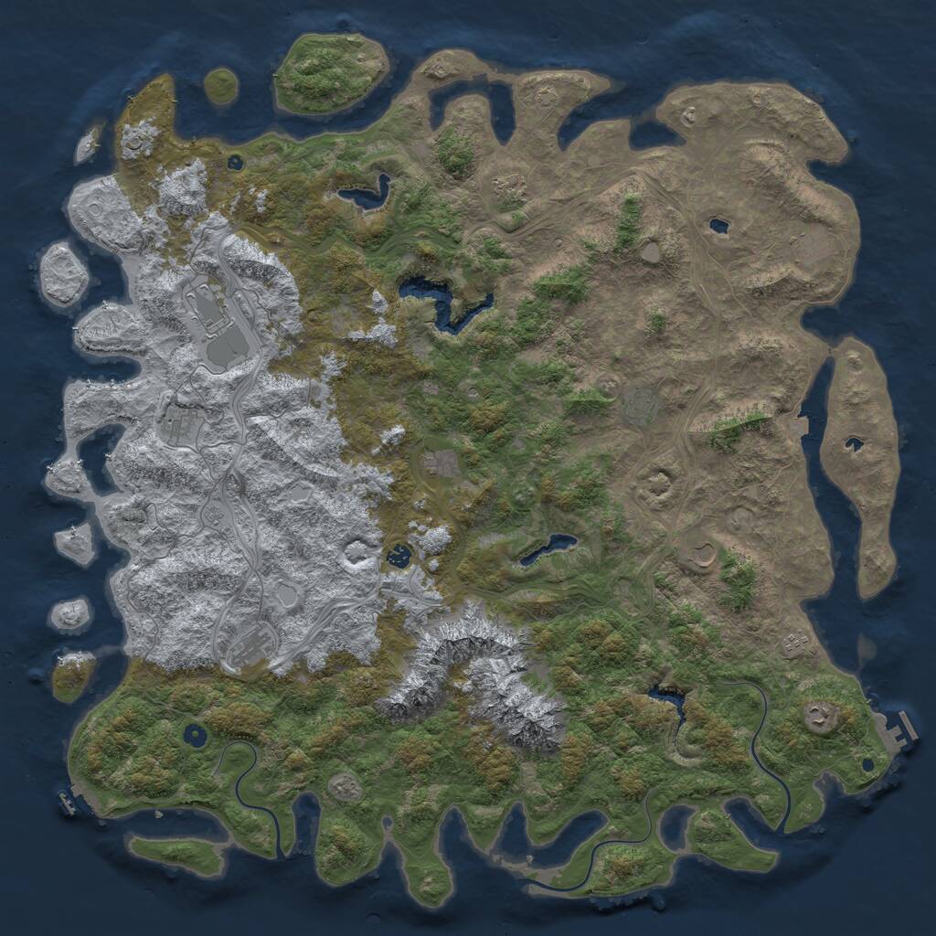 Rust Map: Procedural Map, Size: 6000, Seed: 160069, 17 Monuments