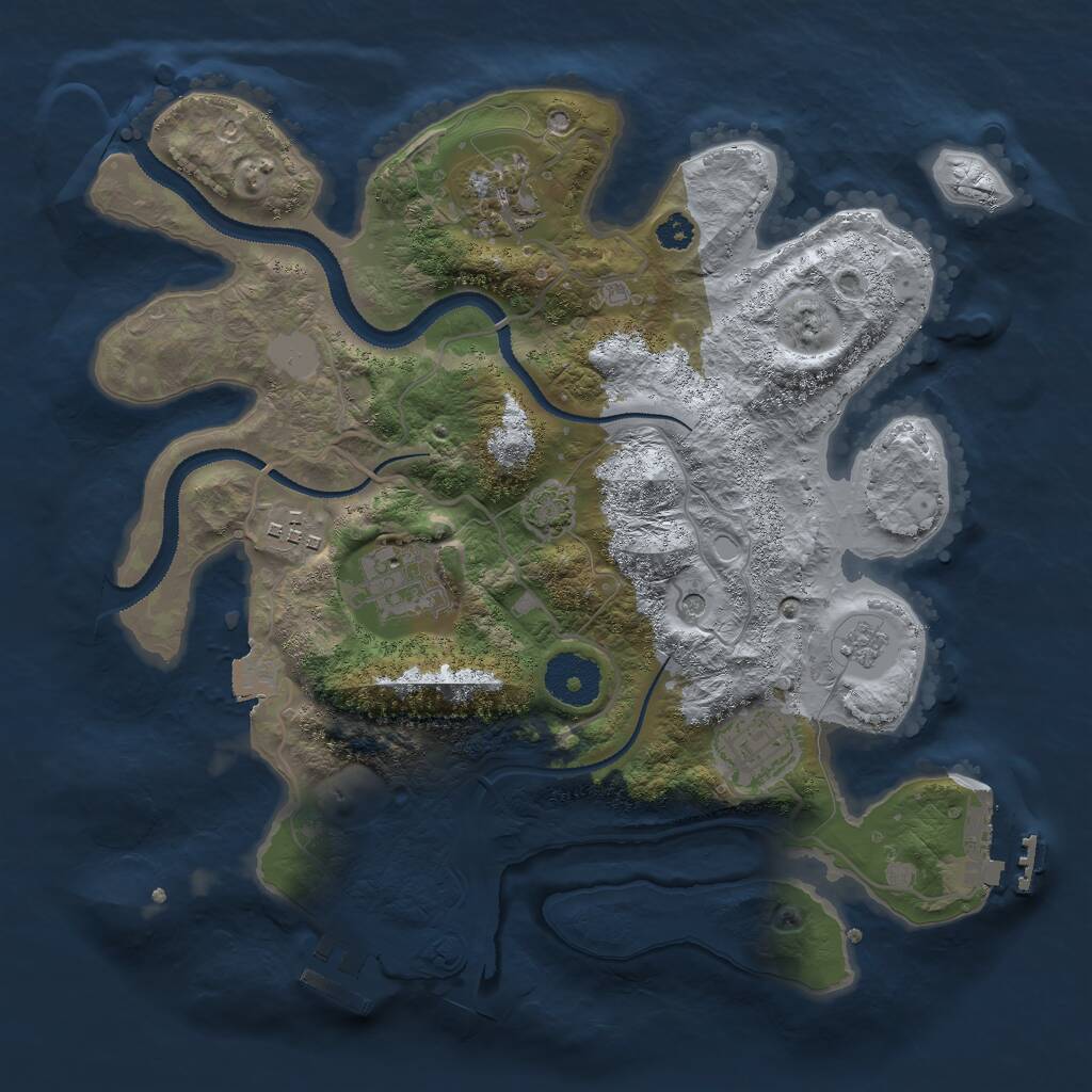 Rust Map: Procedural Map, Size: 3000, Seed: 57864, 10 Monuments