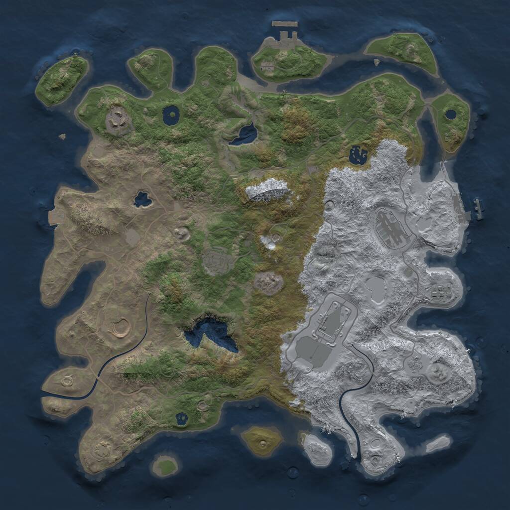 Rust Map: Procedural Map, Size: 4000, Seed: 377007771, 13 Monuments