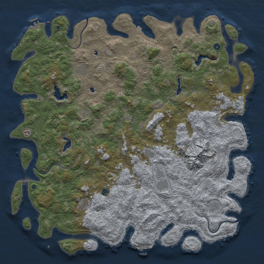 Rust Map: Procedural Map, Size: 6000, Seed: 1112374595, 17 Monuments