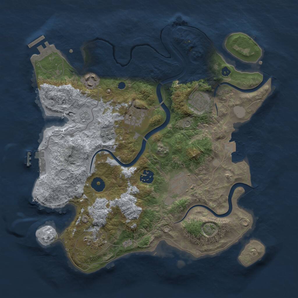 Rust Map: Procedural Map, Size: 3250, Seed: 352165132, 13 Monuments