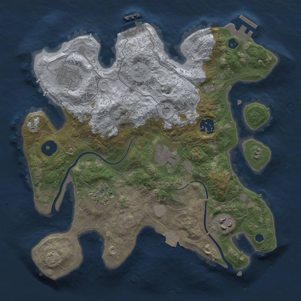 Rust Map: Procedural Map, Size: 3000, Seed: 74921, 11 Monuments