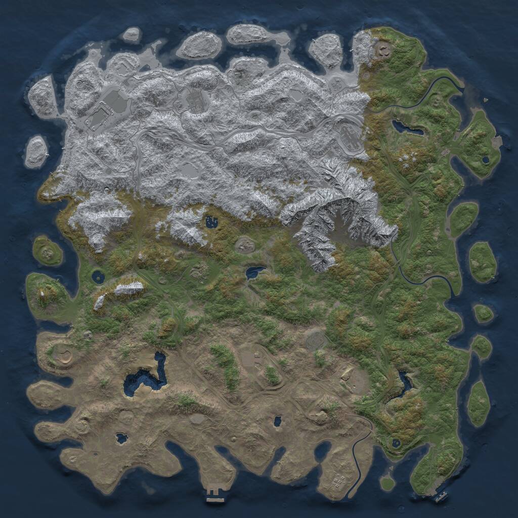 Rust Map: Procedural Map, Size: 6000, Seed: 294342952, 17 Monuments
