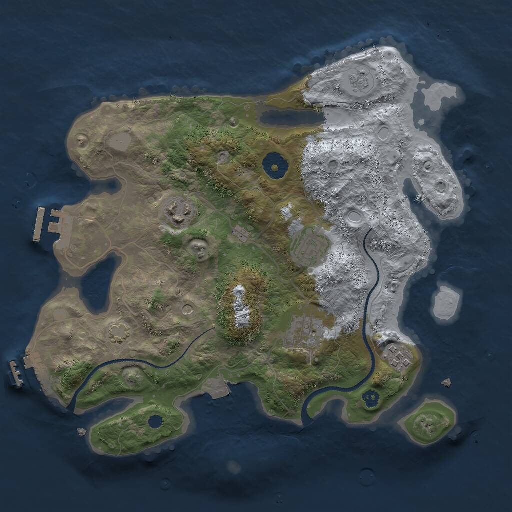 Rust Map: Procedural Map, Size: 3000, Seed: 1217499106, 10 Monuments