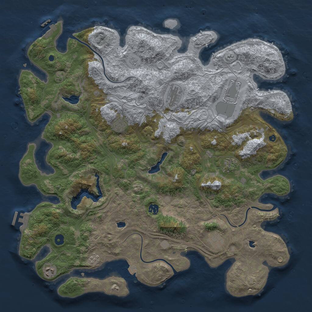 Rust Map: Procedural Map, Size: 4500, Seed: 823681462, 14 Monuments