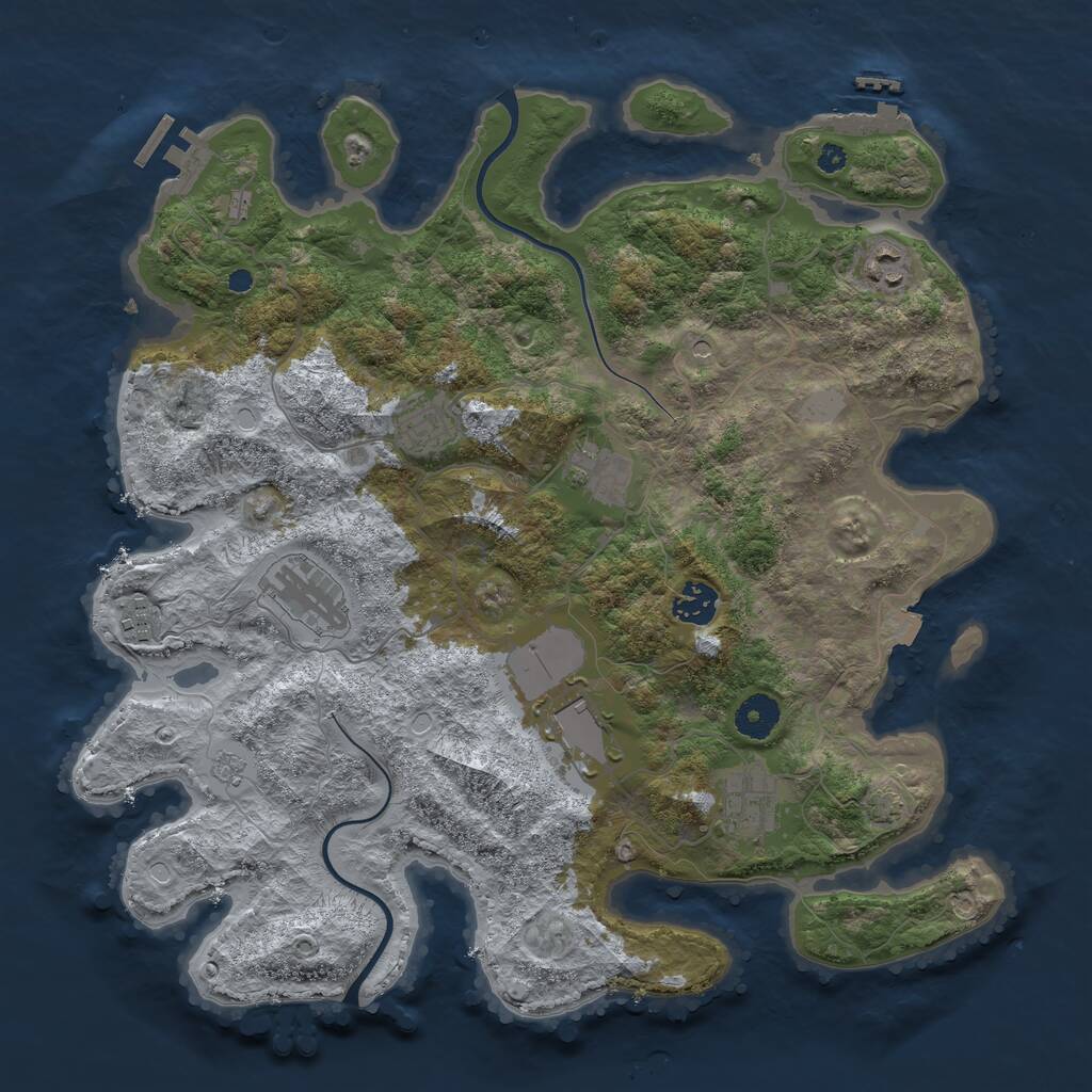 Rust Map: Procedural Map, Size: 3750, Seed: 1296211139, 14 Monuments