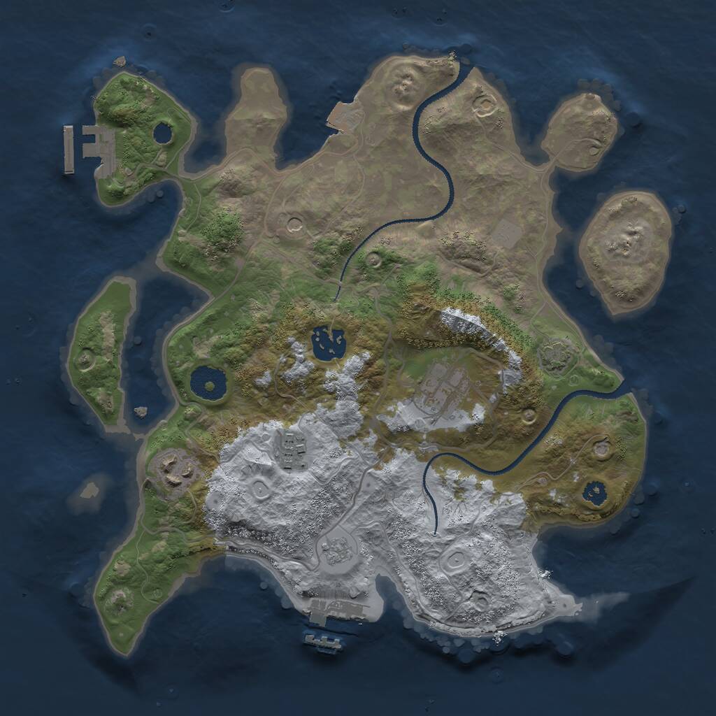 Rust Map: Procedural Map, Size: 3000, Seed: 293749196, 10 Monuments
