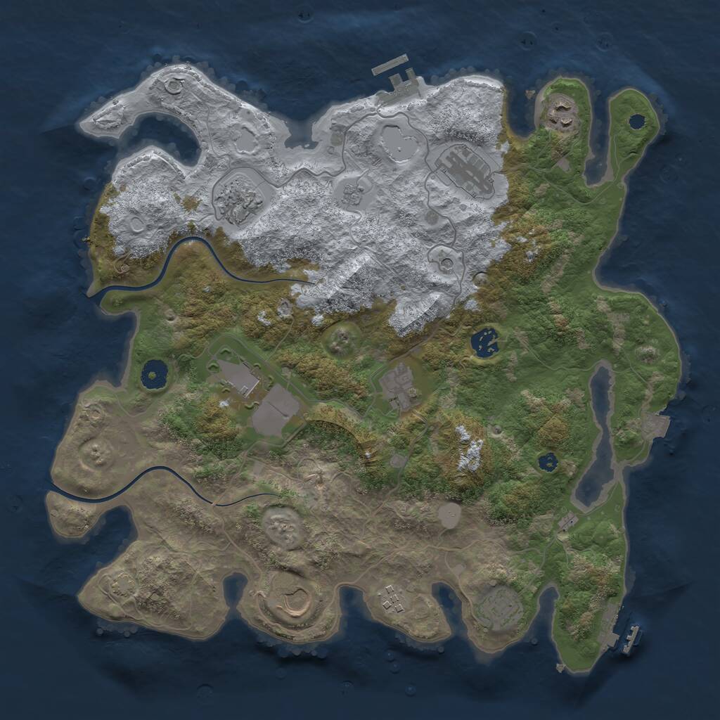 Rust Map: Procedural Map, Size: 3800, Seed: 5647, 15 Monuments