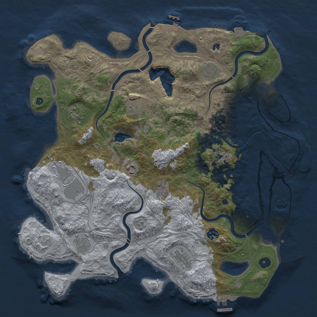 Rust Map: Procedural Map, Size: 4250, Seed: 1356068669, 16 Monuments