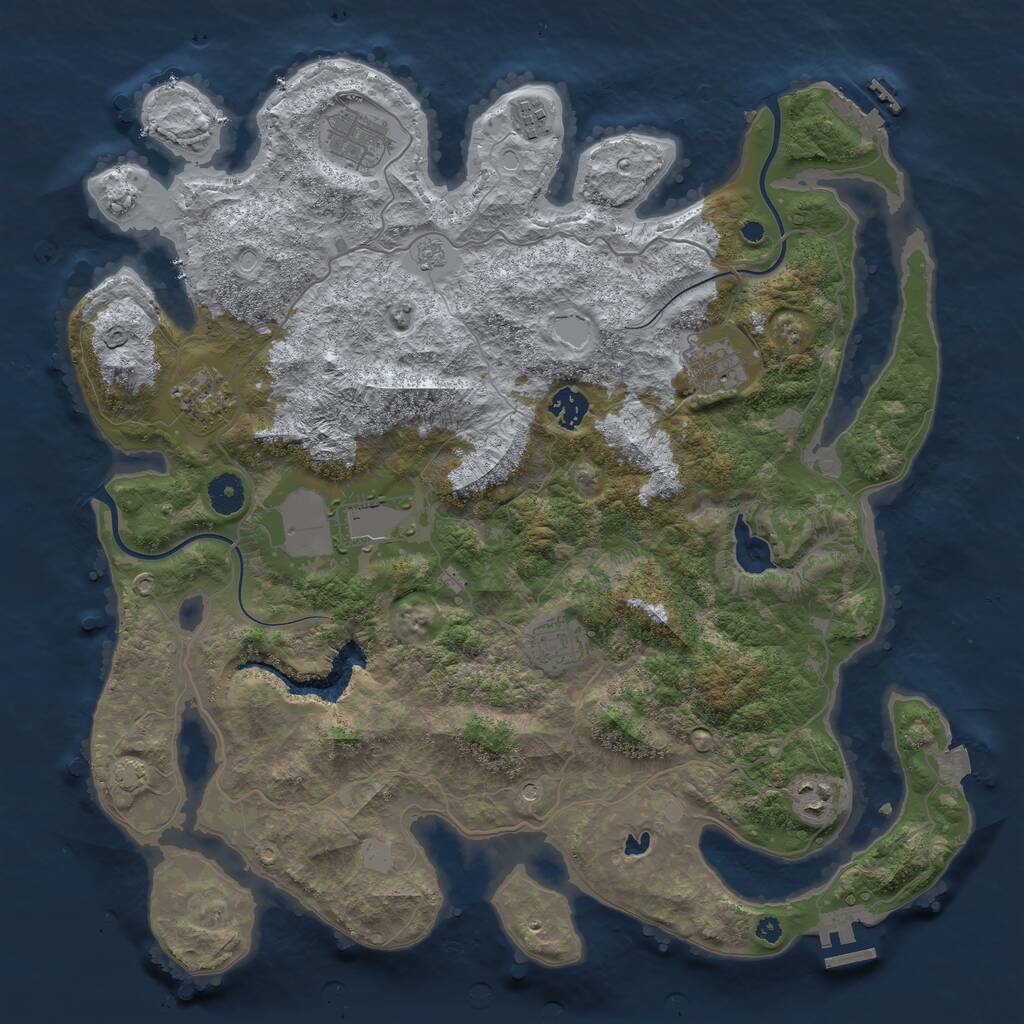 Rust Map: Procedural Map, Size: 4000, Seed: 2057403794, 14 Monuments