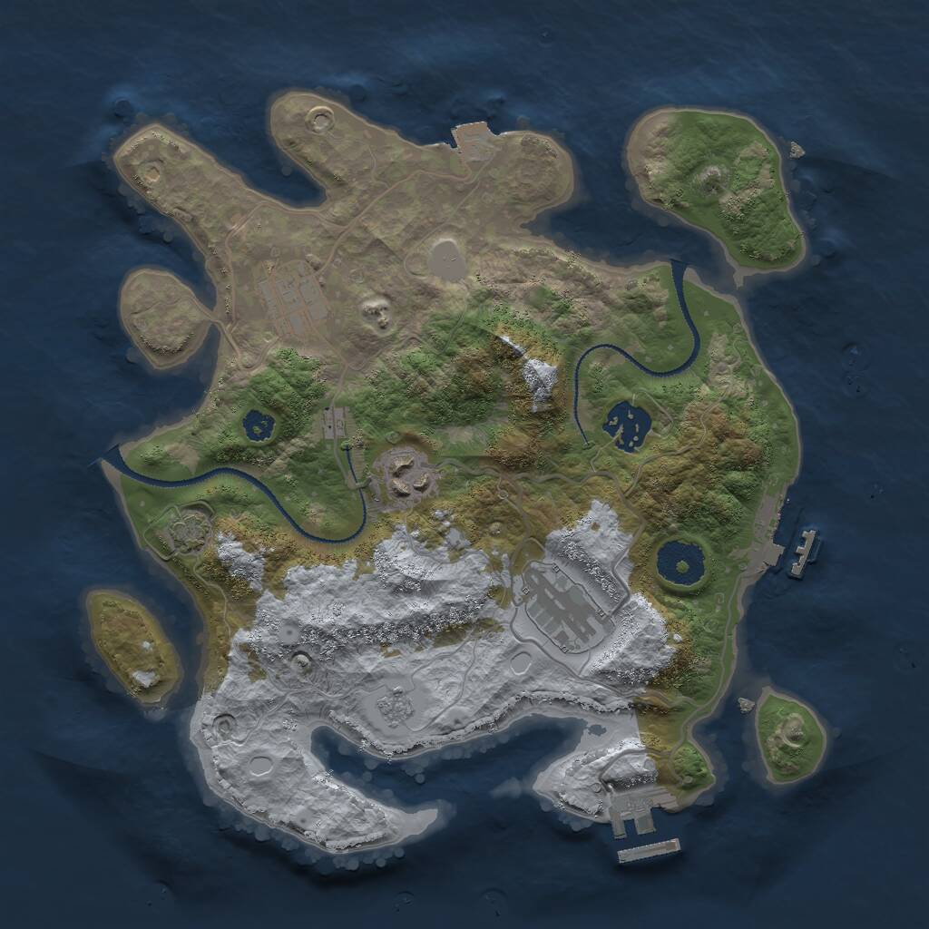 Rust Map: Procedural Map, Size: 3000, Seed: 1647730295, 9 Monuments