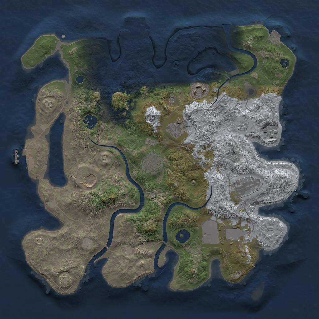 Rust Map: Procedural Map, Size: 3500, Seed: 243114210, 14 Monuments