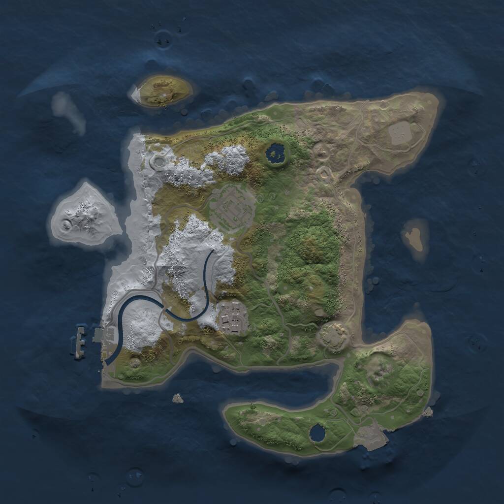 Rust Map: Procedural Map, Size: 2500, Seed: 13666, 5 Monuments