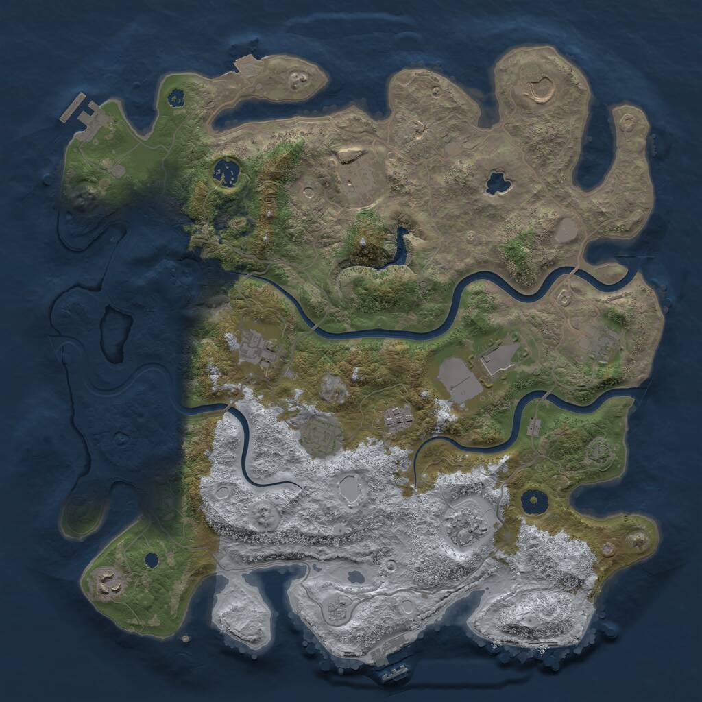 Rust Map: Procedural Map, Size: 4000, Seed: 127864782, 16 Monuments