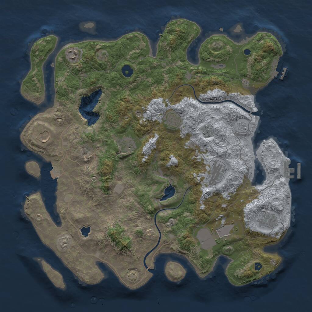 Rust Map: Procedural Map, Size: 4000, Seed: 1721025975, 14 Monuments