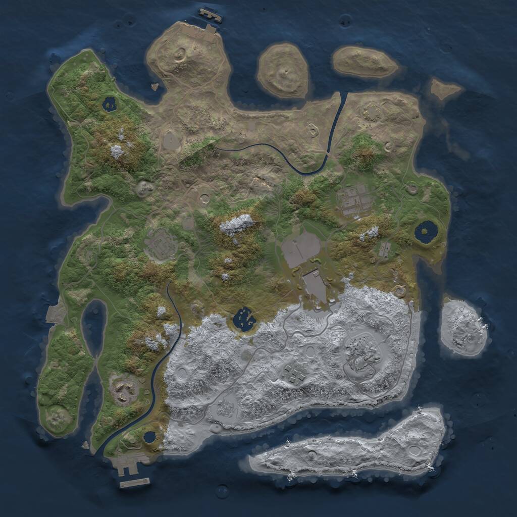 Rust Map: Procedural Map, Size: 3500, Seed: 1834568536, 13 Monuments