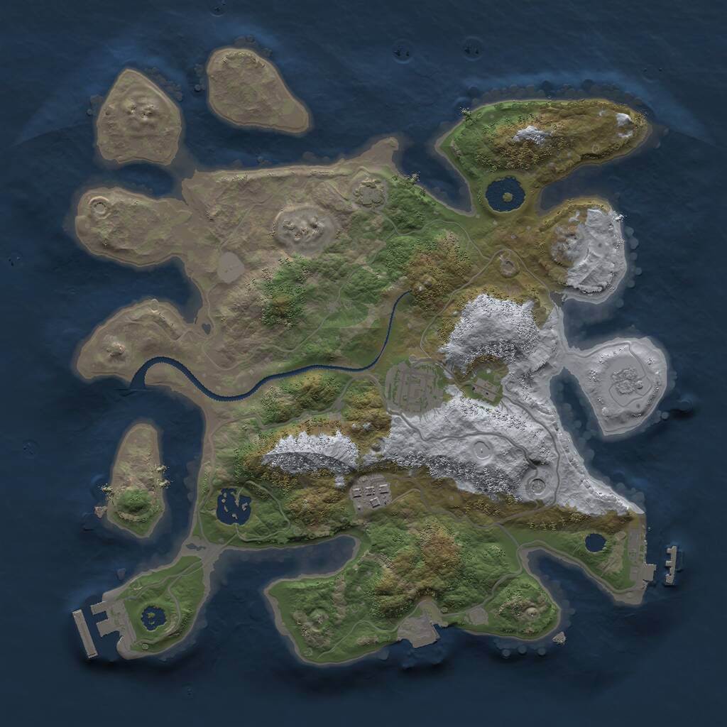 Rust Map: Procedural Map, Size: 3000, Seed: 41378, 9 Monuments