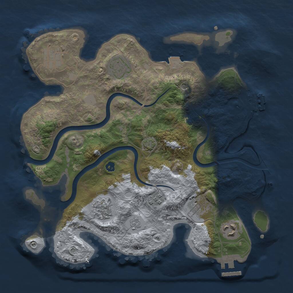 Rust Map: Procedural Map, Size: 3000, Seed: 287347900, 12 Monuments