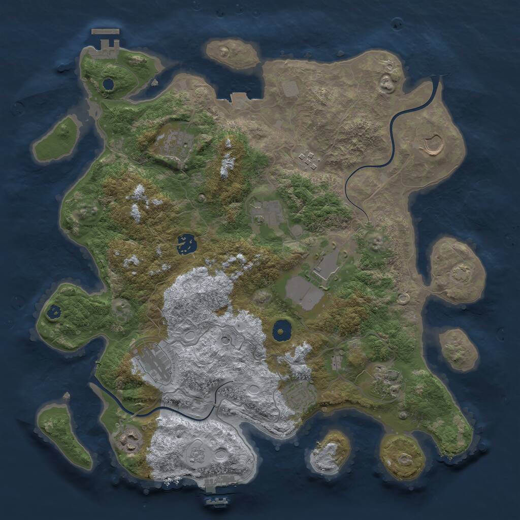 Rust Map: Procedural Map, Size: 3750, Seed: 521258241, 16 Monuments