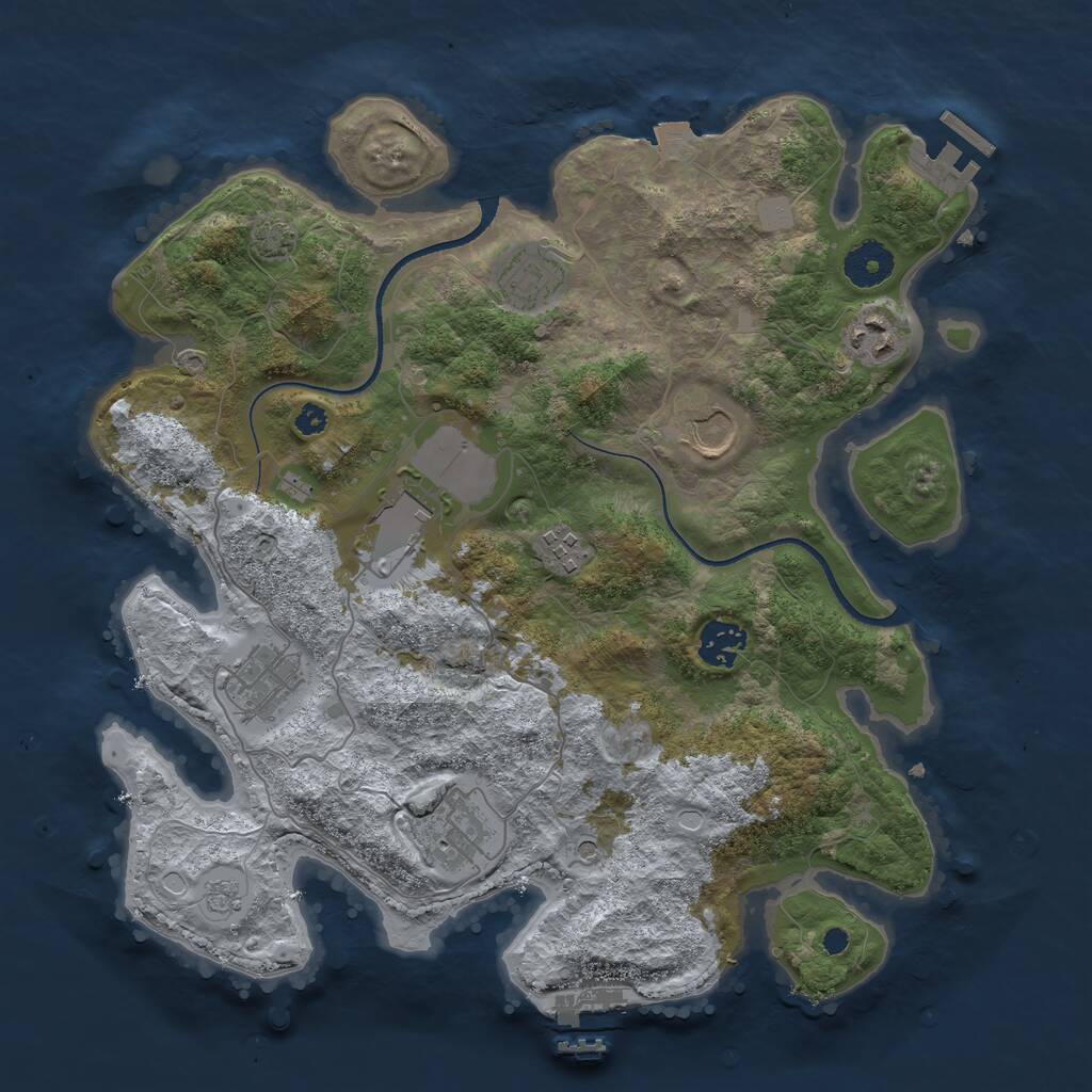 Rust Map: Procedural Map, Size: 3500, Seed: 571550716, 14 Monuments