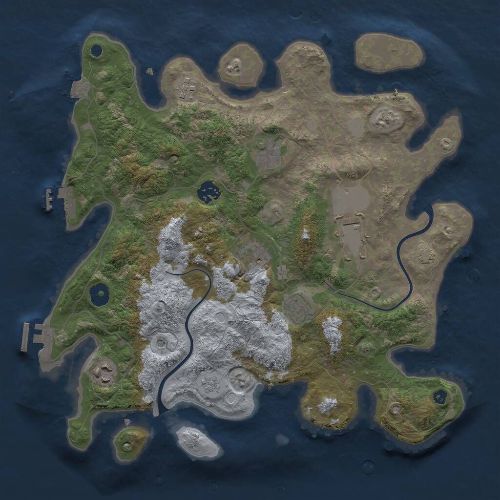 Rust Map: Procedural Map, Size: 3500, Seed: 50004, 13 Monuments