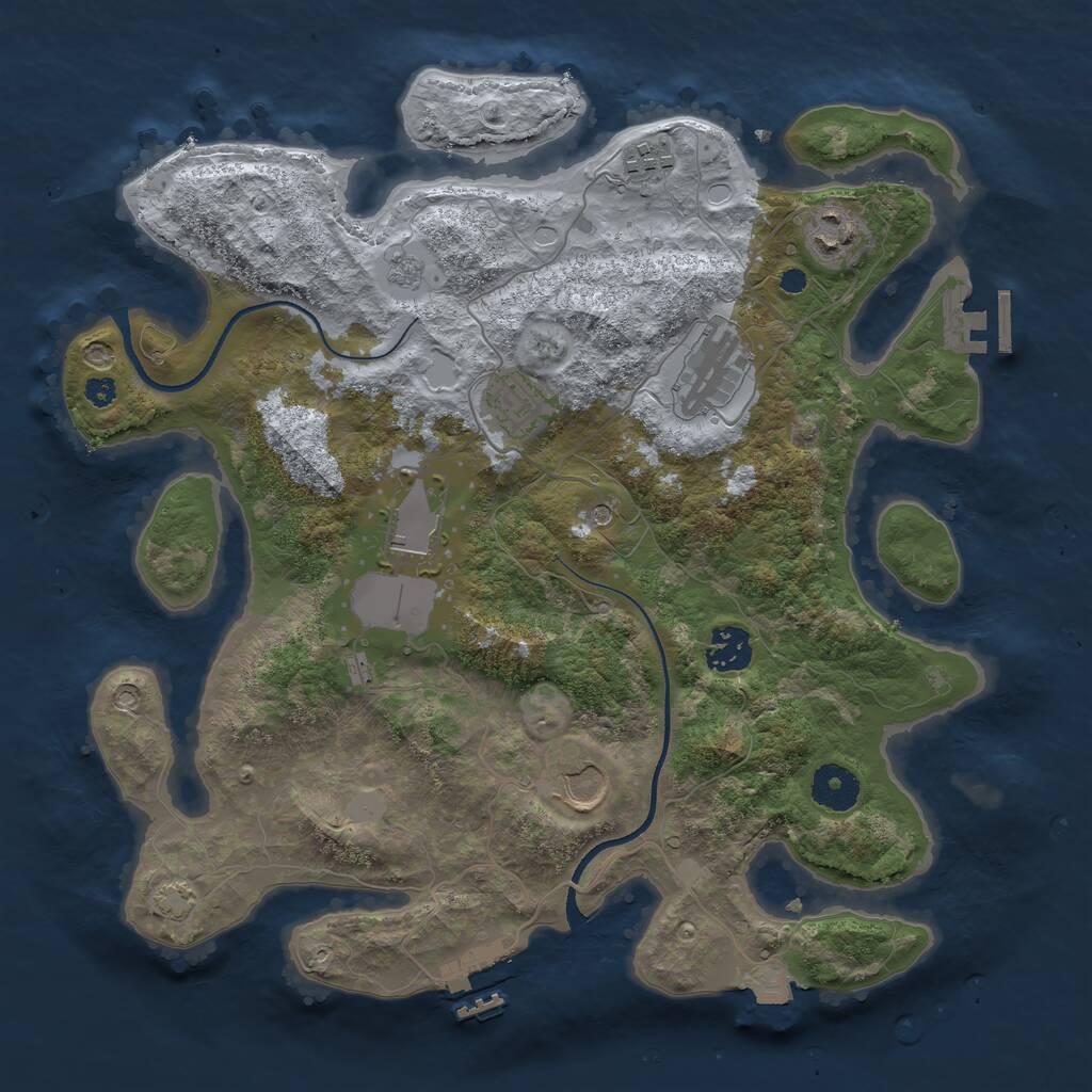 Rust Map: Procedural Map, Size: 3500, Seed: 127155657, 13 Monuments