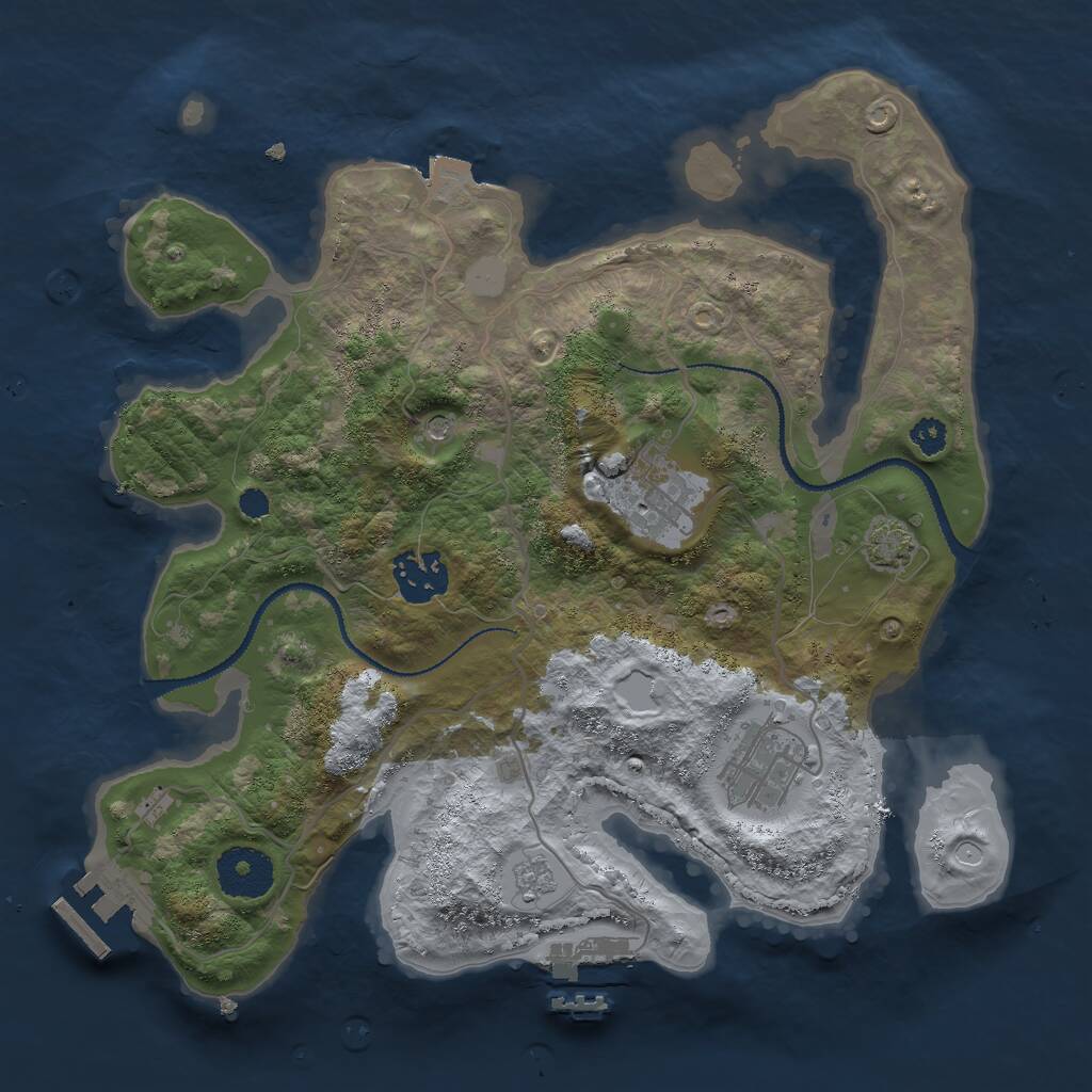 Rust Map: Procedural Map, Size: 3000, Seed: 1257349249, 9 Monuments