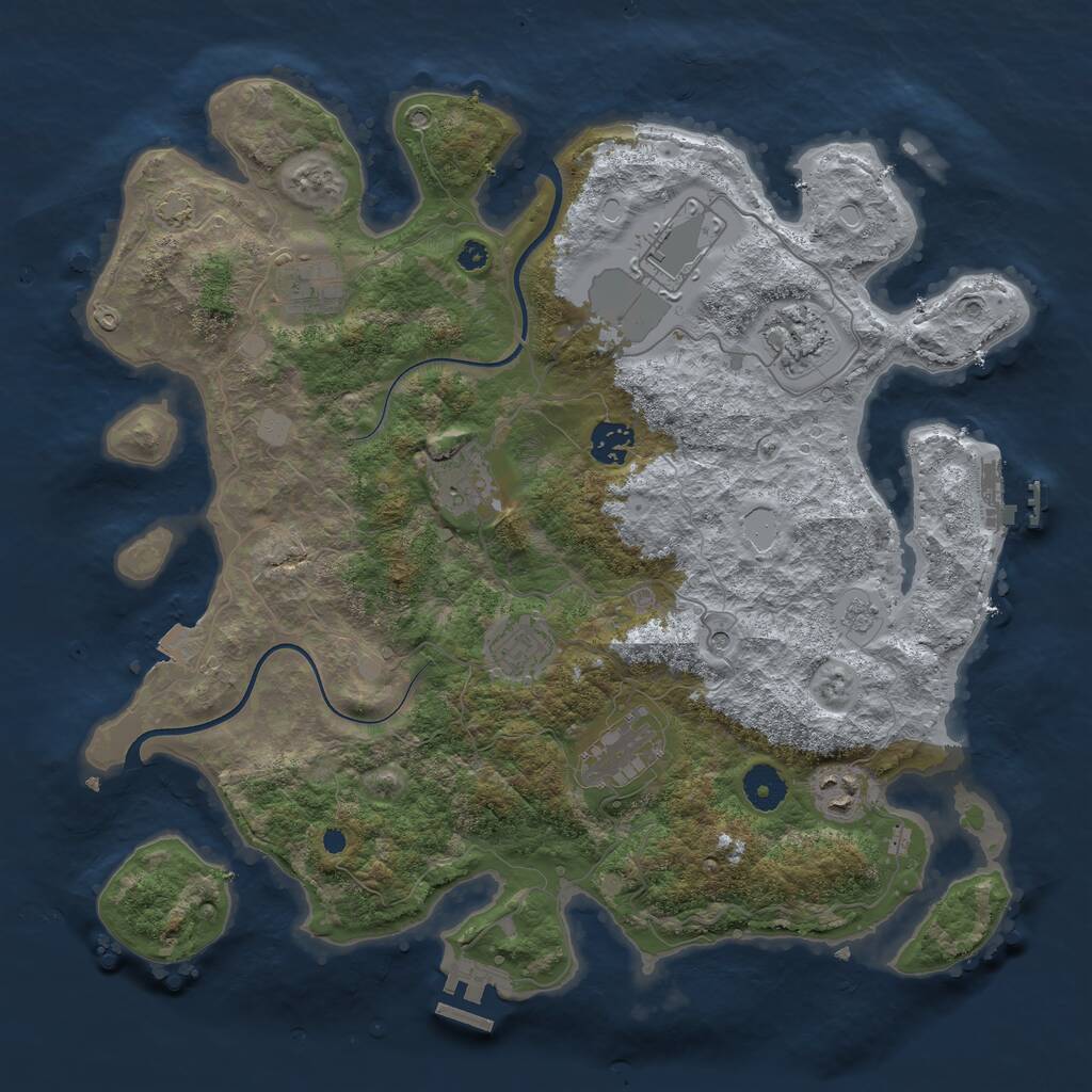 Rust Map: Procedural Map, Size: 3750, Seed: 2061385483, 14 Monuments