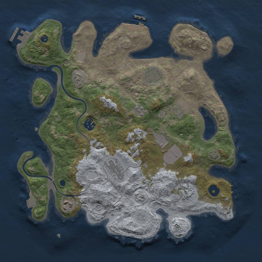 Rust Map: Procedural Map, Size: 3500, Seed: 421844630, 14 Monuments