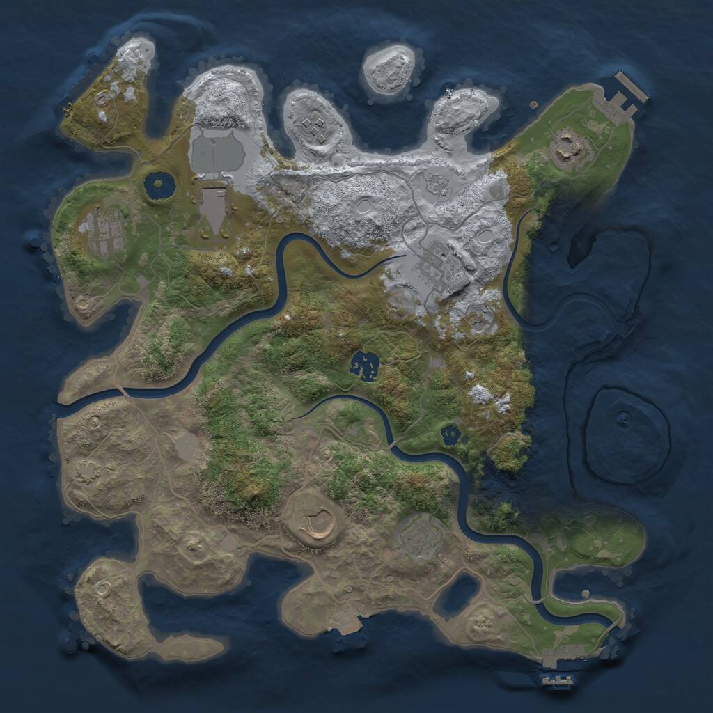 Rust Map: Procedural Map, Size: 3600, Seed: 1438250322, 14 Monuments